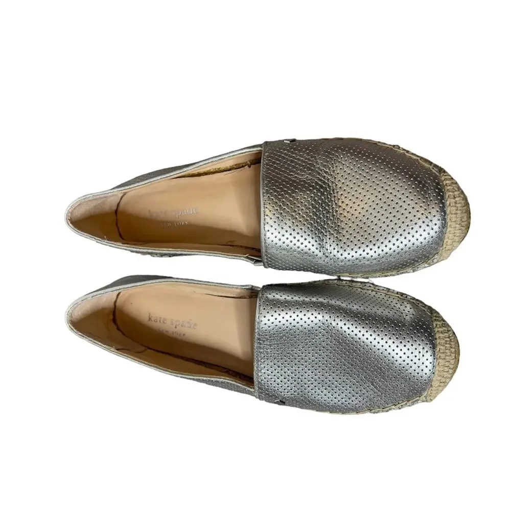Kate Spade Gianna perforated silver espadrilles sz 7.5